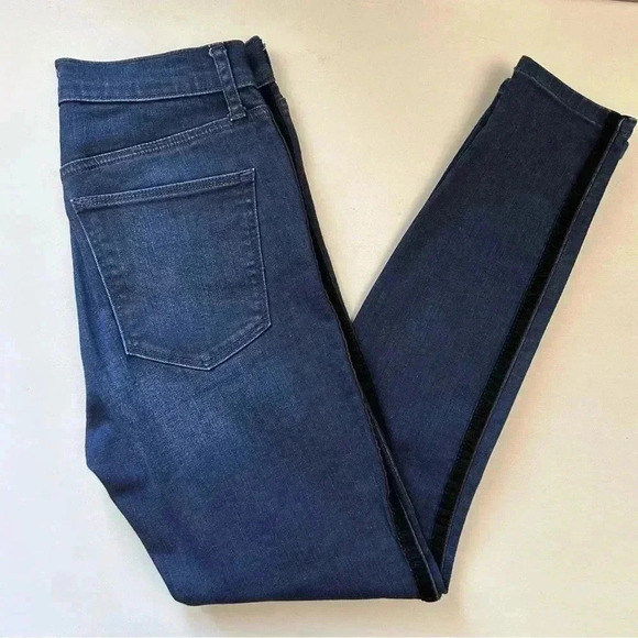 GAP  True Skinny Super High Rise Velvet Side Stripe Tuxedo Jeans Blue Size 26 - Picture 12 of 13